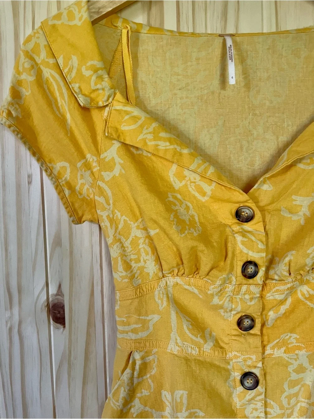 Free People “A Thing Called Love” Floral Yellow, Gold Mini Dress